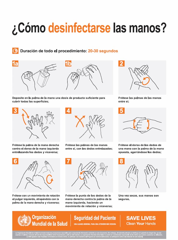 Protocolo desinfección manos gel hidroalcohólico OMS Protocolo desinfección de manos de la OMS - Covid-19